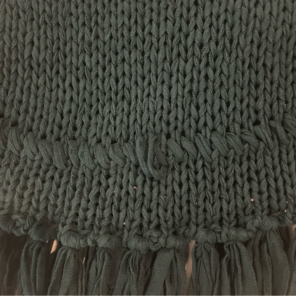Free People Crochet Fringe Emerald Green Crop Sweater XS - Picture 9 of 15